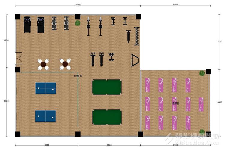 320平方米健身房设计案例平面图